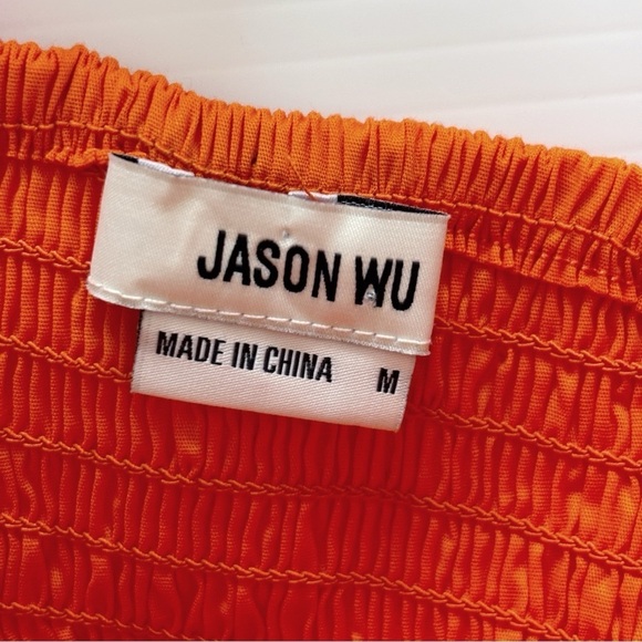 Jason Wu Cropped Tank Top Medium Orange Smocked - Picture 4 of 6